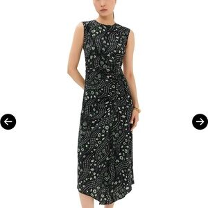 Veronica Beard Black and White Floral Midi Dress